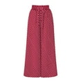 thumbnail image 4 of BLOCLOALO Culottes Baggy Pants Women's Wide Leg Pants Flowy Drape Ruffle Waist Pants Flowy Pants Loose Pants Wide Leg Pants Red S, 4 of 5