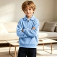 thumbnail image 4 of LOINRODI Boys Polo Quarter Zip Waffle Knit Sweater Long Sleeve Soft Lapel Fashion School Outdoor Pullover Light Blue 3 Years, 4 of 9