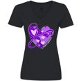 thumbnail image 3 of Inktastic Alzheimers Awareness Purple Ribbon Around Heart Women's V-Neck T-Shirt, 3 of 5