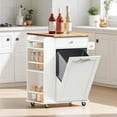 thumbnail image 3 of Kitchen Island, Island Table for Kitchen, Kitchen Carts on Wheels with Storage, Hidden Tilt Out Trash Cabinet, White, 3 of 7