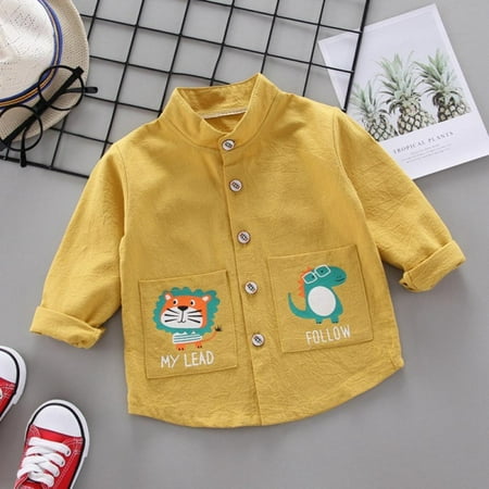 

Hazel Tech Autumn Baby Boy Tees Shirts Long Sleeve Cartoon Dinosaur Print Loose T-Shirts Kids Tops Casual Blouse