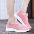 thumbnail image 2 of CAICJ98 Womens Sneakers Fashion Casual Shoes Lightweight Walking Shoes Comfortable Mesh Breathable Lace Up Tennis Shoes for Women Pink,5.5, 2 of 6