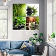 thumbnail image 3 of Framed Print Canvas Bamboo Green Pictures SPA Zen Stone Candles Flower Picture Home Bathroom Living Room Bedroom Wall Art Decor Ready to Hang (12Inchx12Inchx4Pcs), 3 of 6