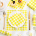 thumbnail image 3 of 120 Pcs Yellow Gingham Napkins, Scalloped Yellow Cocktail Napkins Dispoable Plaid Picnic Napkin for Birthday, Tea Party, 5 x 5 Inches, 3 of 14