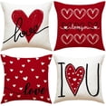 thumbnail image 1 of Fundas de cojín para San Valentín, fundas de cojín decorativas para el hogar, sillón, 4 piezas, 45 x 45 cm, rojo con corazón, decoración H, 1 of 3