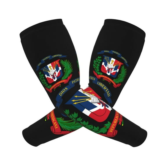 Cooling Compression Arm Sleeves Coat Of Arms Of The Dominican Republic Sun Protection Sport Arm Sleeves For Men Women Baseball Basketball Running
