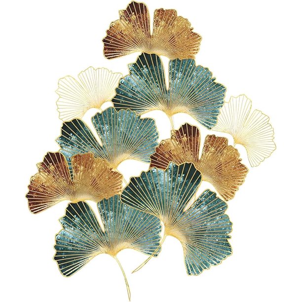 Pegatinas de pared de hojas de GINKGO doradas, marrones y verdes I Adhesivos de pared autoadhesivos Plantas Hierba I Decoración para salón, dormitorio, baño, cocina, pasillo, adultos y niños