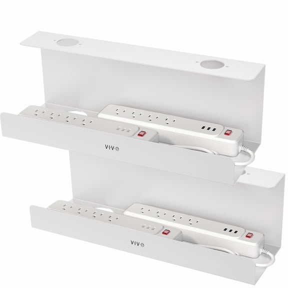 VIVO White Extra Deep Under Desk Cable Management Trays - 2 Pack