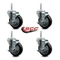 thumbnail image 2 of 4 Inch Black Poly Wheel Swivel 3/4 Inch Threaded Stem Caster Set with Brake, 2 of 2