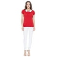 thumbnail image 5 of YEMAK Women's Classic Contrast Collar Short Sleeve Knit Pullover Sweater MK3591-PCK/HON-M, 5 of 5