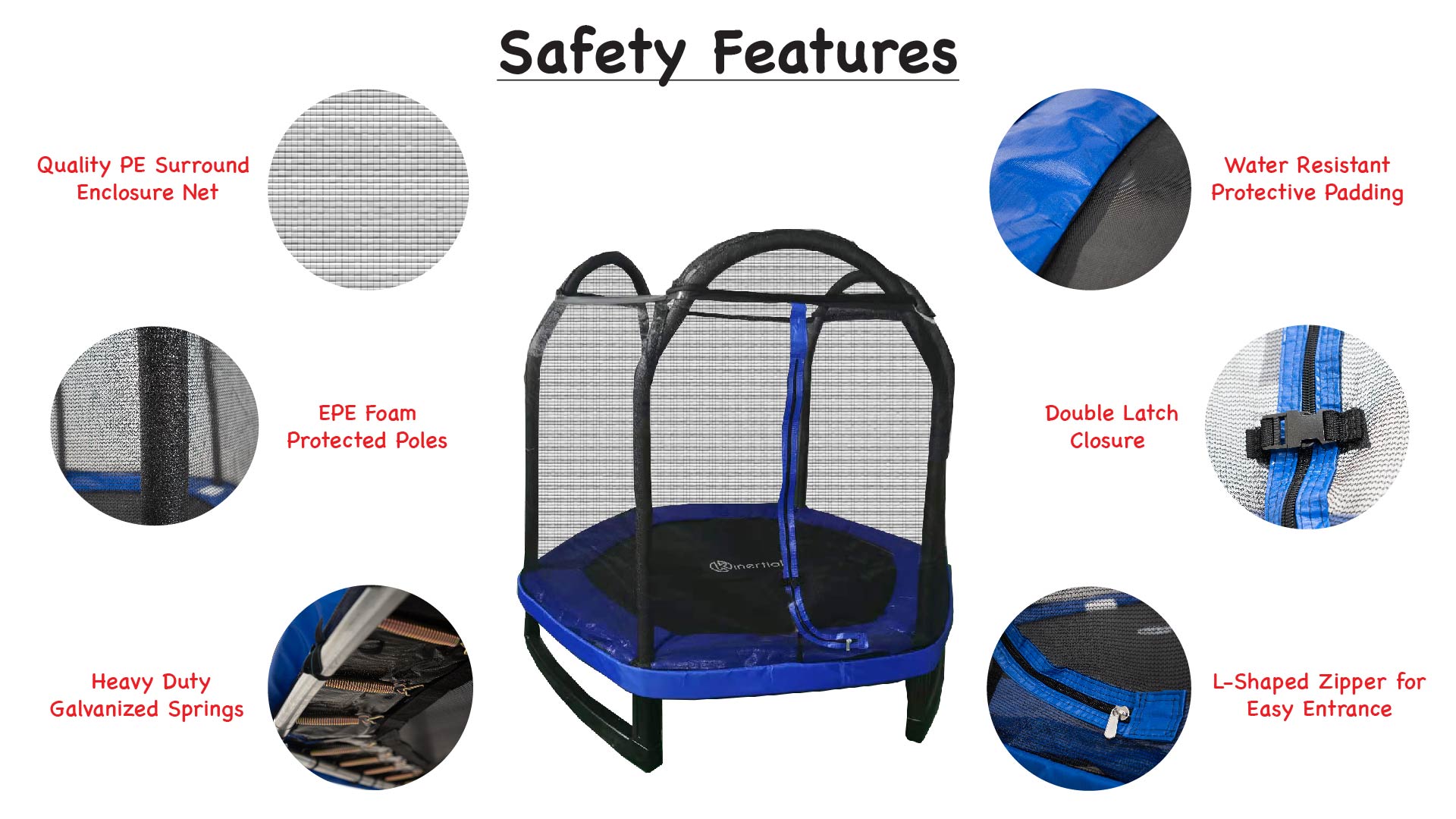 Kinertial 7 ft Hexagonal Kids Trampoline with Safety Enclosure Net (Ages 3 - 10) - image 3 of 9