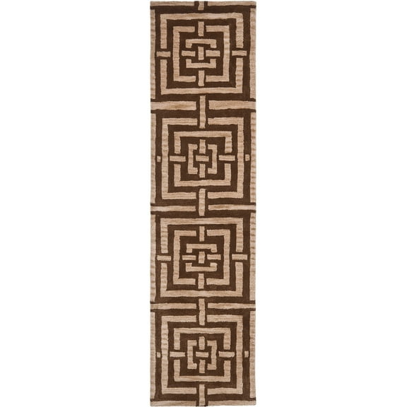 SAFAVIEH Wyndham Major Geometric Wool Runner Rug, Brown, 2'3" x 9'