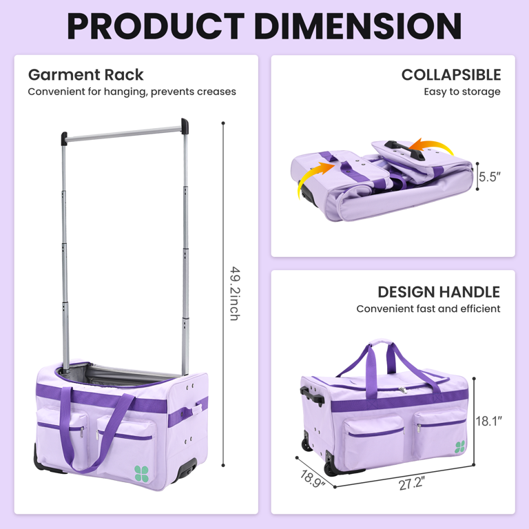 NAIZEA Dance Bag with Garment Rack - 28
