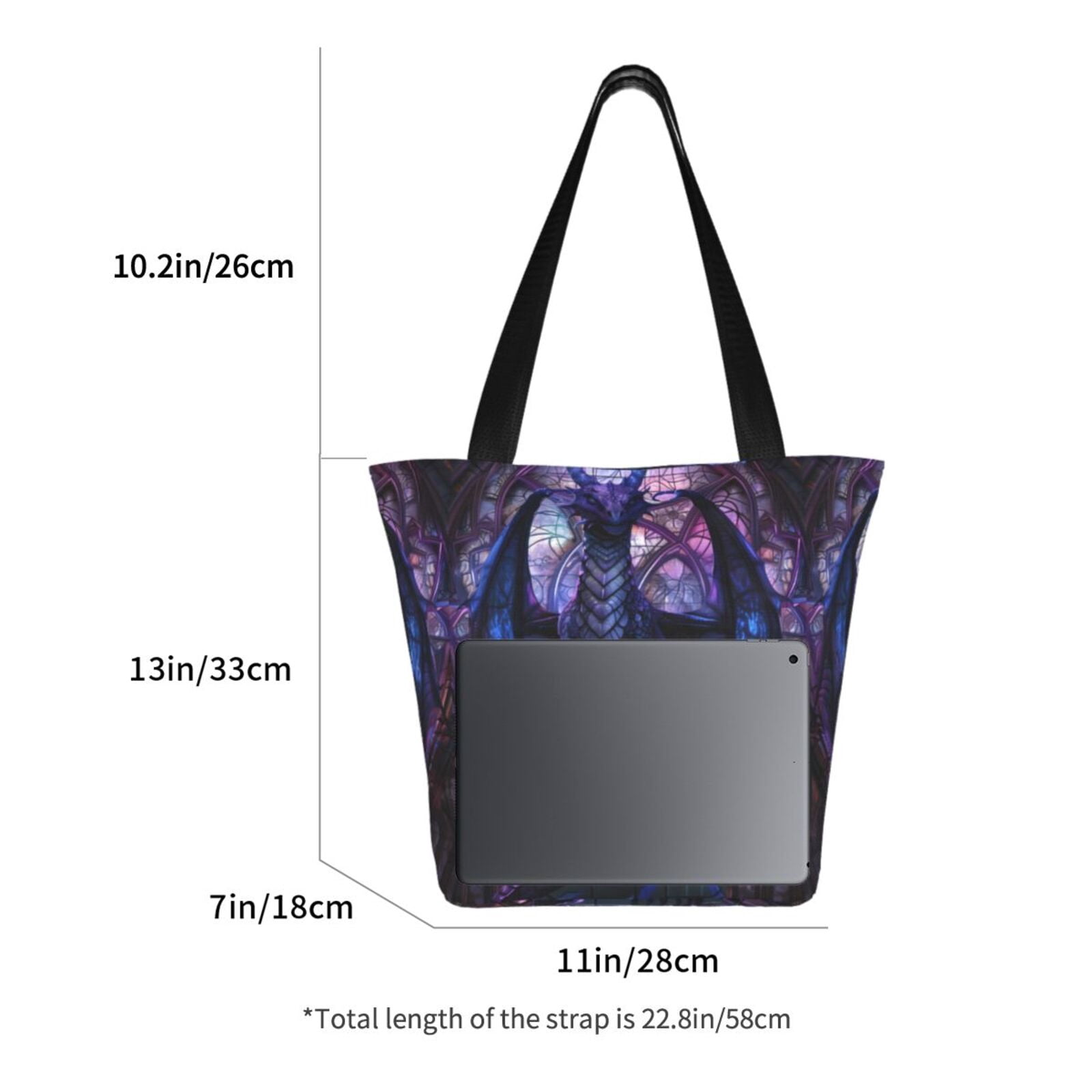 Ratiio Fantasy Dragon In Cathedral Print Shoulder Bag for Women, Polyester Crossbody Purse Lightweight Handbag for Daily Travel and Casual Use