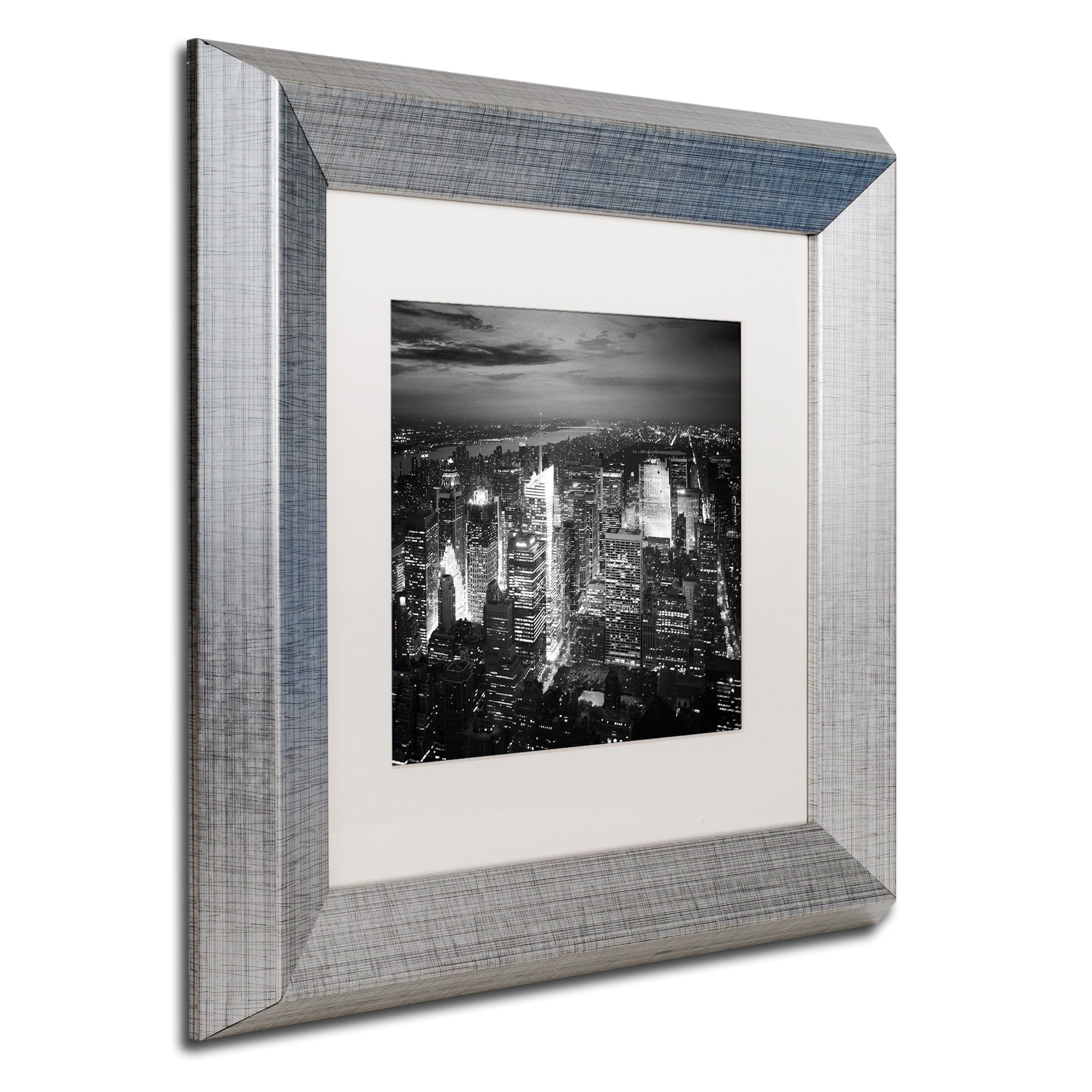 Trademark Fine Art "Times Square" Canvas Art by Nina Papiorek White Matte, Silver Frame