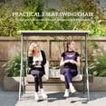 thumbnail image 6 of Outsunny 2 Person Porch Swing with Stand, Outdoor Swing with Canopy, Pivot Storage Table, 2 Cup Holders, Cushions for Patio, Backyard, Beige, 6 of 9