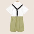thumbnail image 5 of oqasdz Baby Boy Clothes Kids Short Sleeve Lapel Button Down Shirt and Suspenders Shorts with Bow Tie 4 Piece formal Set /, 5 of 6