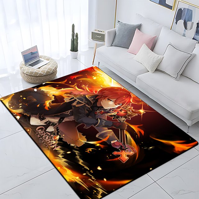 Genshin - Alfombra de área impresa en HD Sala de estar Habitación para niños Silla Mesita de noche Alfombra de oficina simple y moderna120 cm por 160 cm120 cm por 160 cm zhangmengya unisex