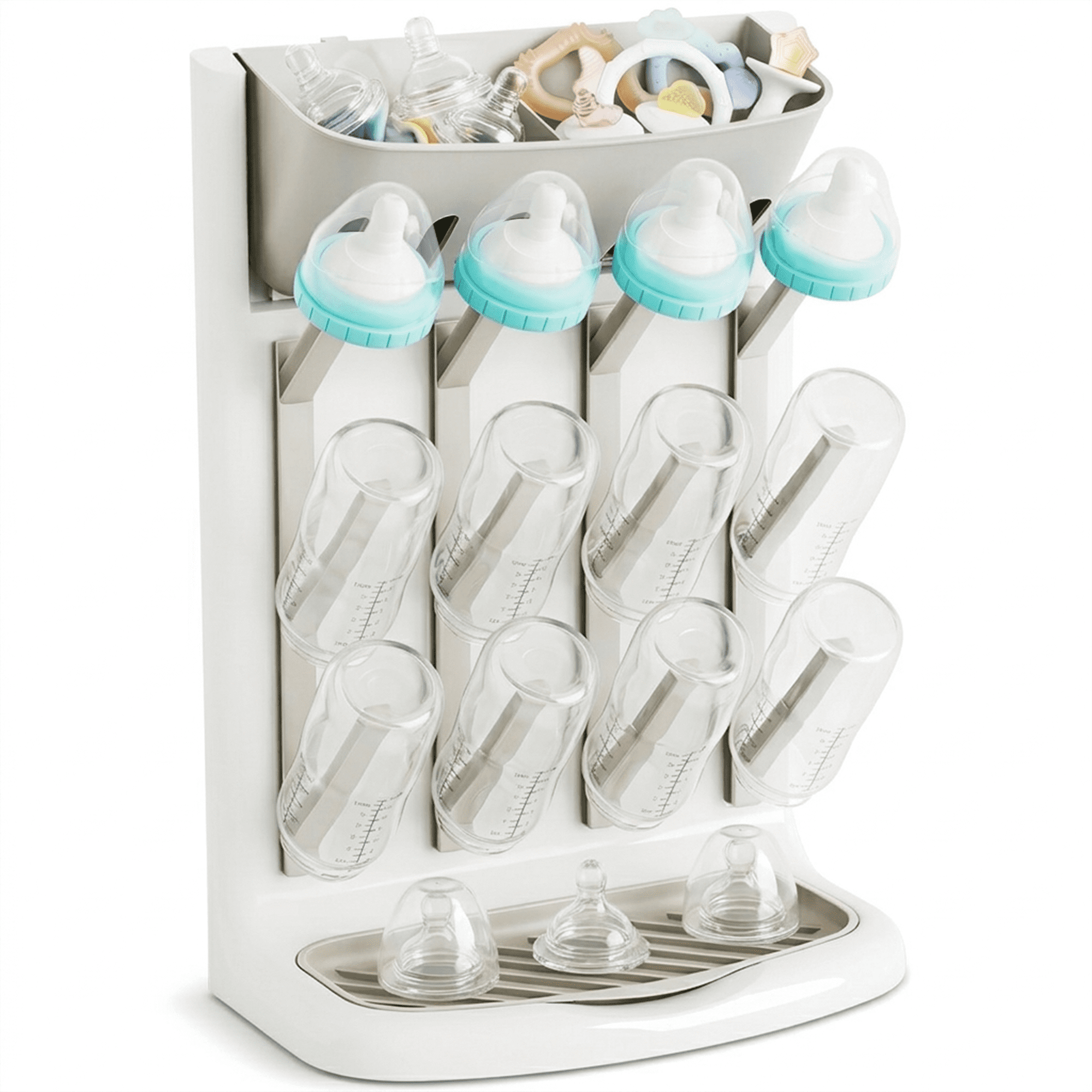Smasener New Wall-Mounted Baby Bottle Drying Rack, Baby Bottle Drying Rack, Space-Saving Vertical Drying Rack for Cleaning Baby Bottles and Breast Pump Accessories (Gray)