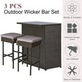 thumbnail image 3 of Gymax 3PCS Rattan Patio Bar Table & Stool Set Dining Set w/ Gray & Off white Cushion, 3 of 8