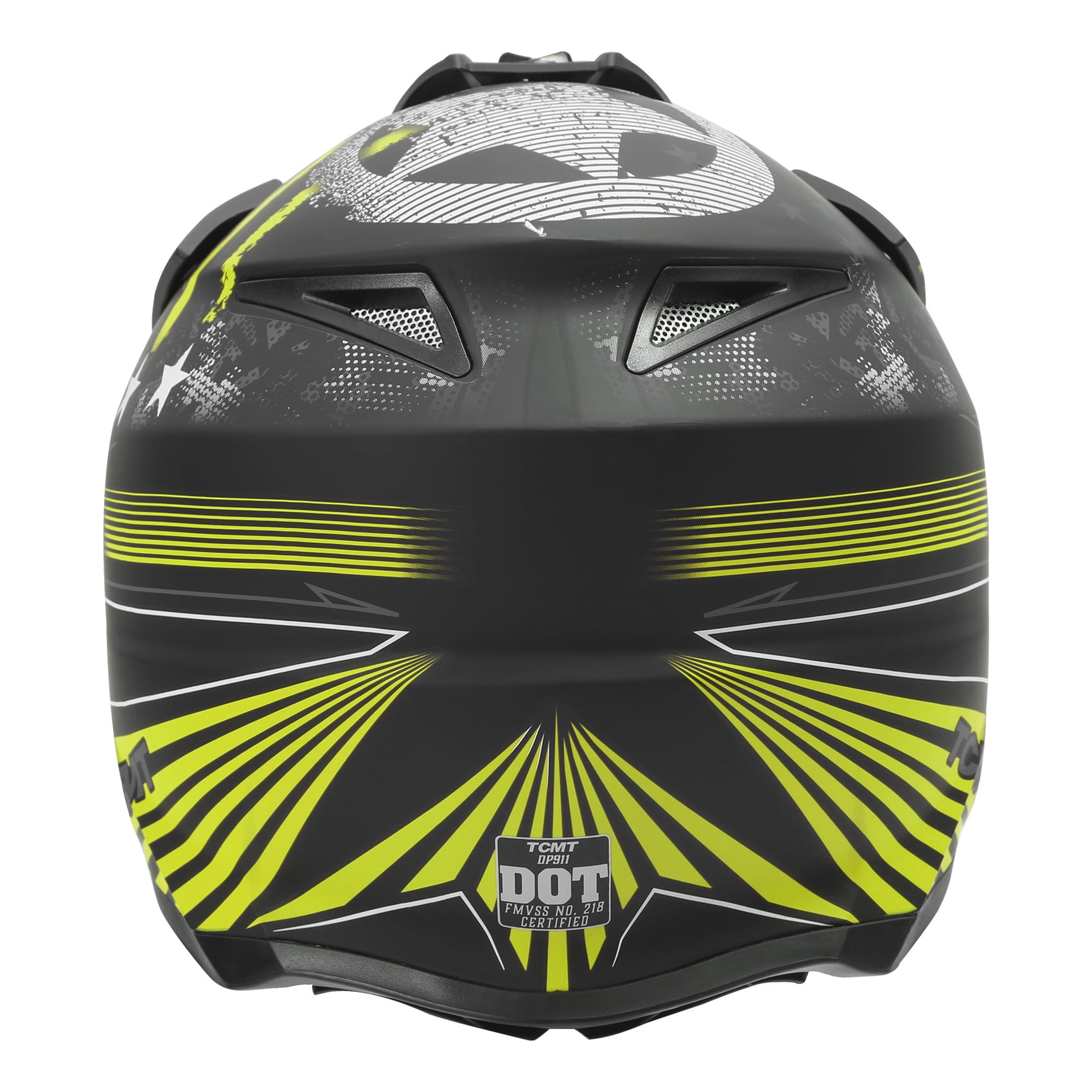 TCMT DOT Dirt Bike Helmet Full Face Adult Motorcross Helmet for Atv Offroad Street Dirt Bike Black Green Star XL Size