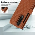 thumbnail image 4 of Dteck for Samsung Galaxy Z Fold 3 Wallet Case with S Pen Holder & Crossbody Lanyard Strap & Wrist Strip, Shockproof Stylish Protective Cover for Galaxy Z Fold 3,Brown, 4 of 6