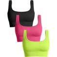 thumbnail image 1 of SURJDE Women's 3 Piece Medium Support Tank Top Ribbed Seamless Removable Cups Workout Exercise Sport Bra, 1 of 3