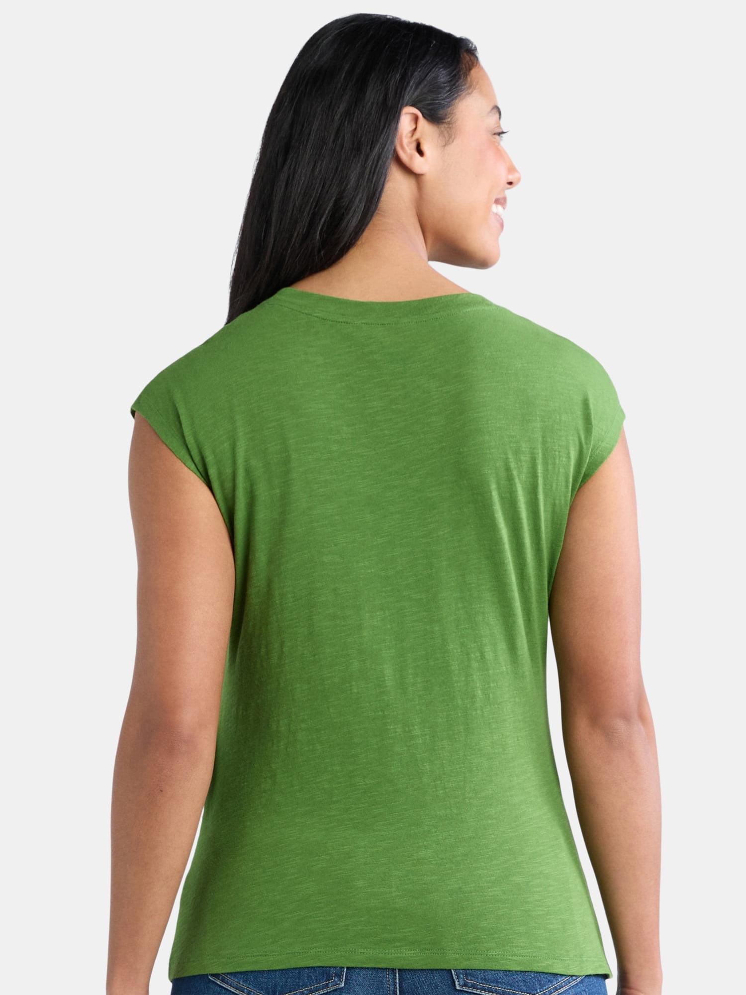 Time and Tru Women's Cotton Side Tie Top, Sizes XS-XXXL