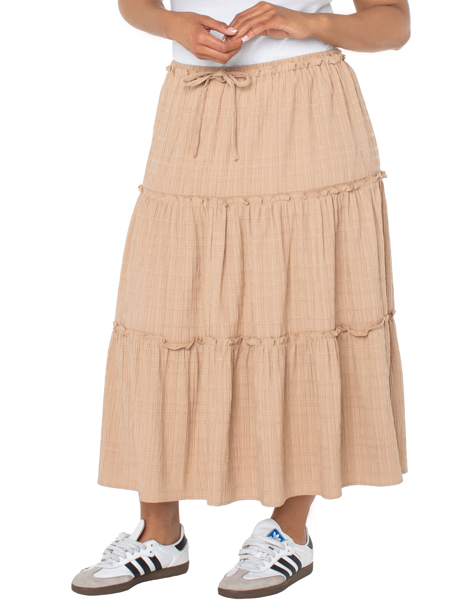 Celebrity Pink Women's and Women's Plus Tiered Maxi Skirt, Sizes