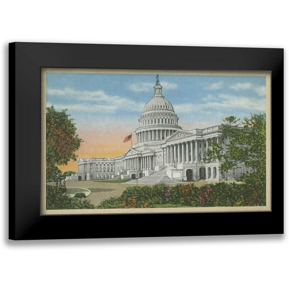 Unknown 14x10 Black Modern Framed Museum Art Print Titled - Capitol Building, Washington, D.C.