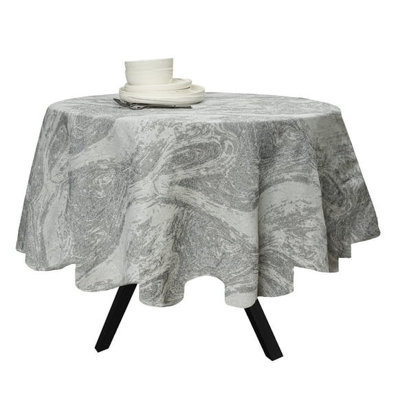 Thyme & Table 70" Round Tablecloth, Gray Marble
