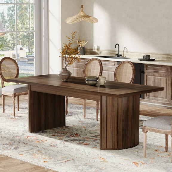 Tribesigns 78.7" Extra Long Dining Table for 6-8 People, Farmhouse Kitchen Table for Dining Room, Living Room, Walnut