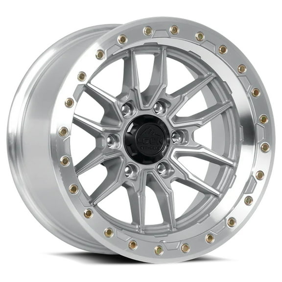 Lock Off-Road KRAWLER 17X9 6X139.7 -12mm Machine W/ Clear Coat Wheel Rim 17 Inch