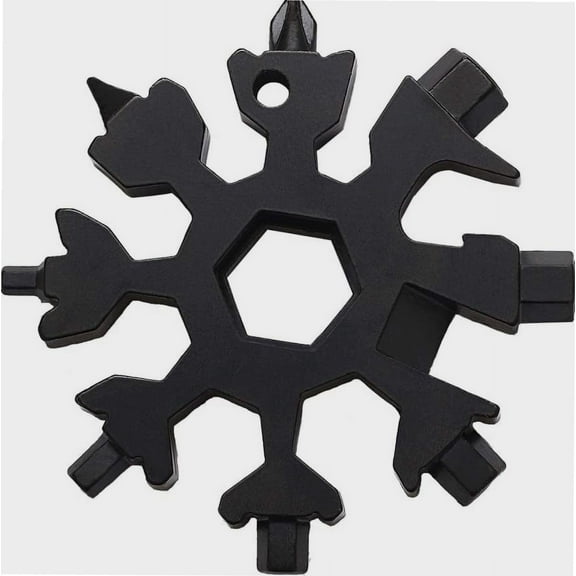 18-in-1 Snowflake Multi-Tool Screwdriver, Stainless Steel 18-1 Multitool Snow Tool (Black)