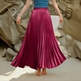 thumbnail image 4 of Yucgh Women's Pleated Solid Color Maxi Skirt with Large Swing, A-line Floor Length Skirt, Casual Flowy Skirt with Elastic Waist,Hot Pink,S, 4 of 8
