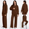thumbnail image 6 of 2 Piece Lounge Sets for Women Casual Sweatsuits Crew Neck Oversized Sweatshirt & Wide Leg Pants Soft Fleece Lining Workout Airport Matching Set Tracksuit Fall Winter Outfits, 6 of 7