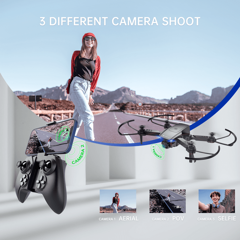 Tage en risiko Morse kode Anbefalede Dynalog DF100B Mini Drone RC Quadcopter with 1080P HD Camera, Foldable FPV  Drones WiFi Live Video for Beginners 8 Years & up, Black - Walmart.com