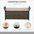 thumbnail image 5 of Outdoor Wicker Storage Bench, 27 Gallon with Cushion, Cream PE Rattan Patio Furniture | Steel Frame | Cream, 5 of 11