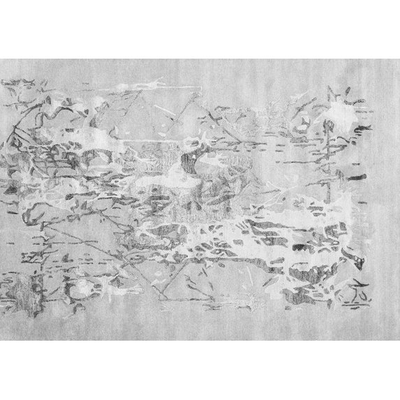 Ahgly Company Indoor Rectangle Abstract Gray Contemporary Area Rugs, 2' x 4'