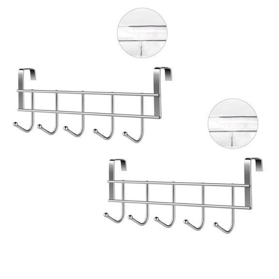 2Pack Hooks Over The Door Hooks Bathroom Hanger Clothes Towel Storage Holder Silver Hangs Home Decor