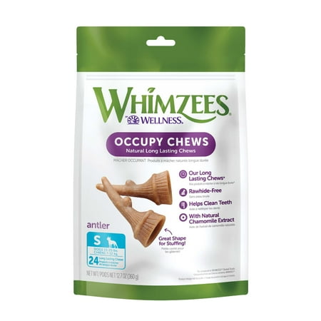 UPC: 0810037580037 | WHIMZEES Small Dental Dog Treats  Occupy Antler Dental Chews  Value Bag  24 Count