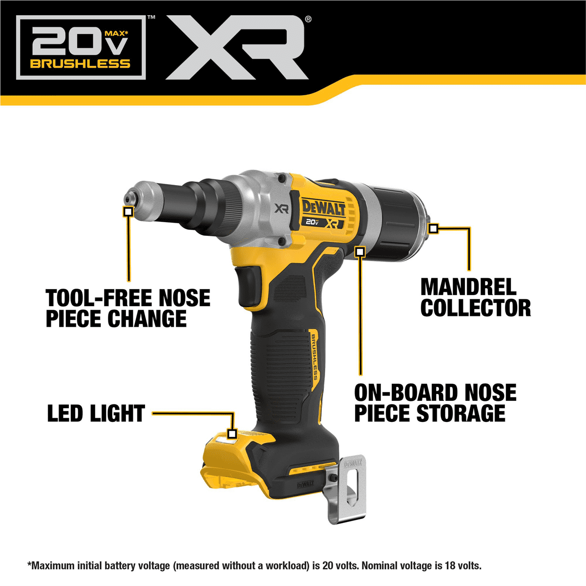 DeWalt 20V MAX XR Brushless Cordless 1/4" Rivet Tool (Tool only)