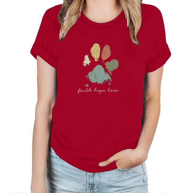 Camisetas de Manga Corta para las Mujeres Impresas Cuello Redondo Camiseta Casual, Ocio Y Blusas de Manga Corta Diarias para las Mujeres