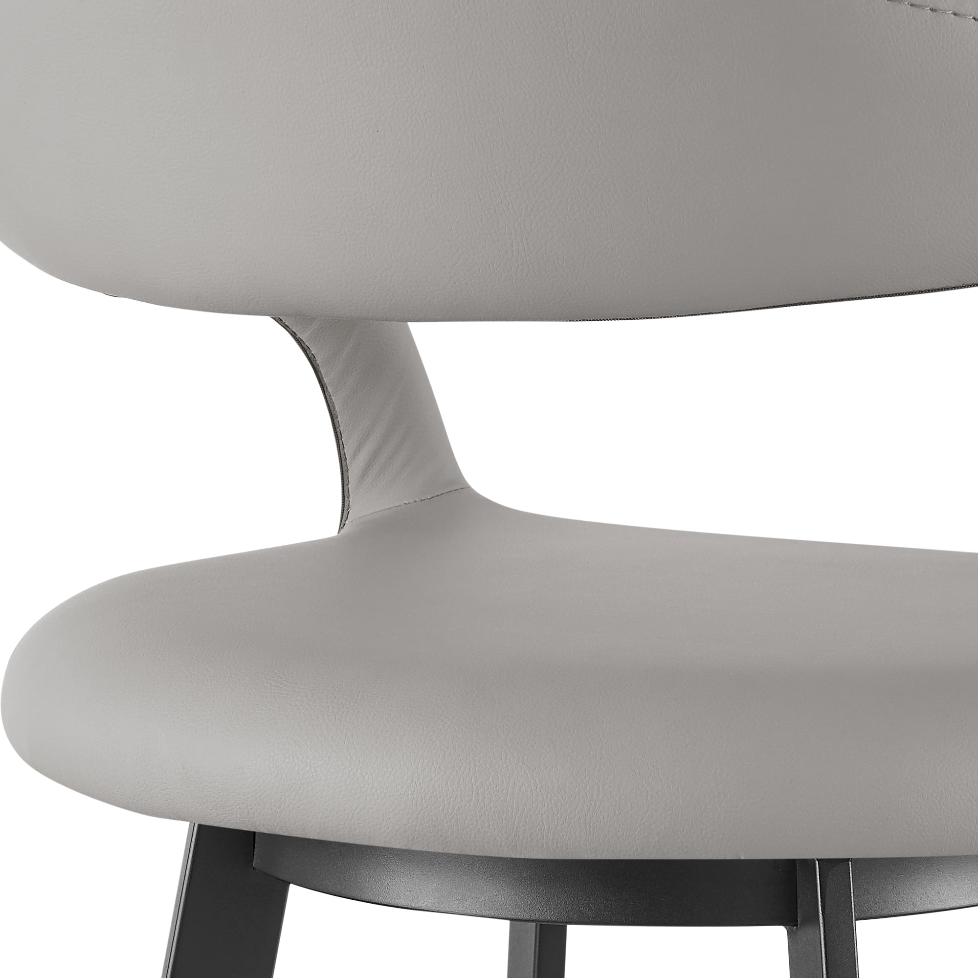 Ramona 30" Swivel Bar Stool with Matte Black Iron and Light Gray Faux Leather