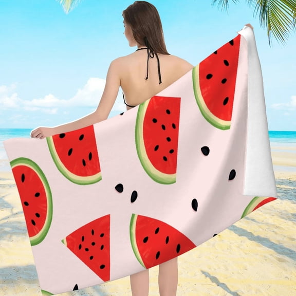 RKSupls Watermelon Slice Pattern Microfiber Beach Towel, Extra Large Quick Dry Lightweight Towel for Travel Swimming Camping, Soft Super Absorbent- 55.1x27.6in