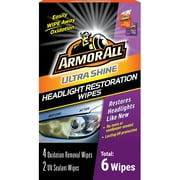 Armor All Ultra Shine Headlight Restoration Wipes, Automotive Headlight Restorer, 6 Count