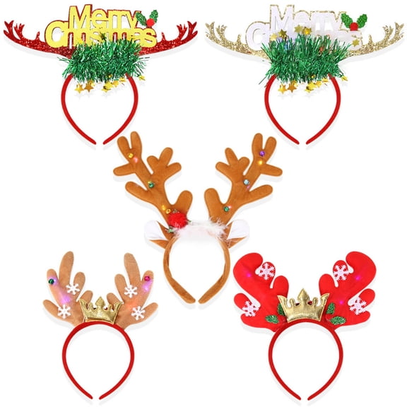 5Pcs Christmas Headbands Christmas Parties Favors Decoration Supplies Xmas Gifts for Christmas Holiday Party Accessoriess