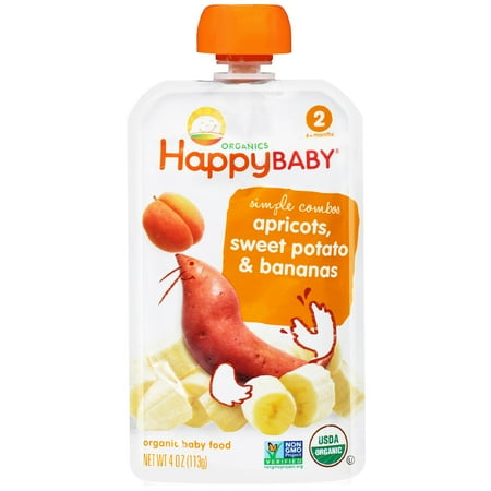Nurture Inc. (Happy Baby), Organic Baby Food, Stage 2, 6+ Months, Apricots, Sweet Potato & Bananas, 4 oz(pack of 6)