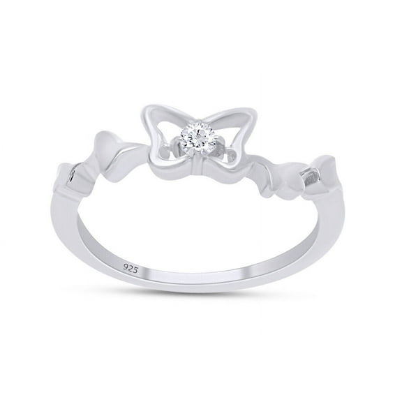 Solitaire Diamond Butterfly Promise Ring 1.5 Ct Diamond 14K White Gold Over
