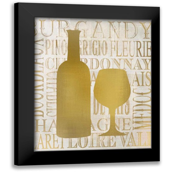 Allen, Kimberly 12x14 Black Modern Framed Museum Art Print Titled - Golden Wine Silhouette 1